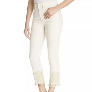 Tori Burch Lane Embellished Hem Jeans Size 32